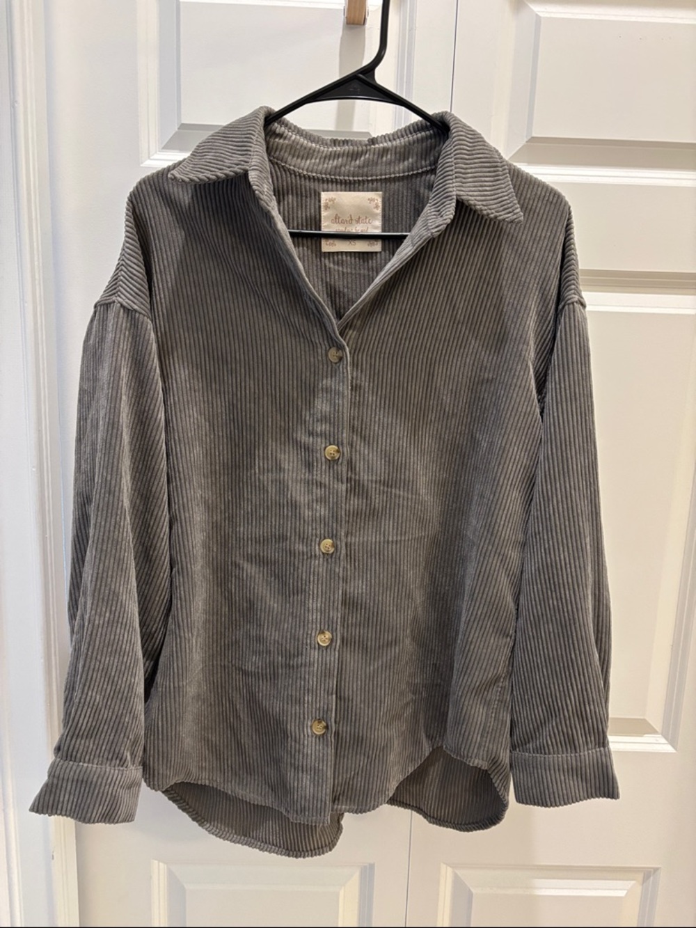 Altar’d state Corduroy Button-Down Shirt in Charcoal